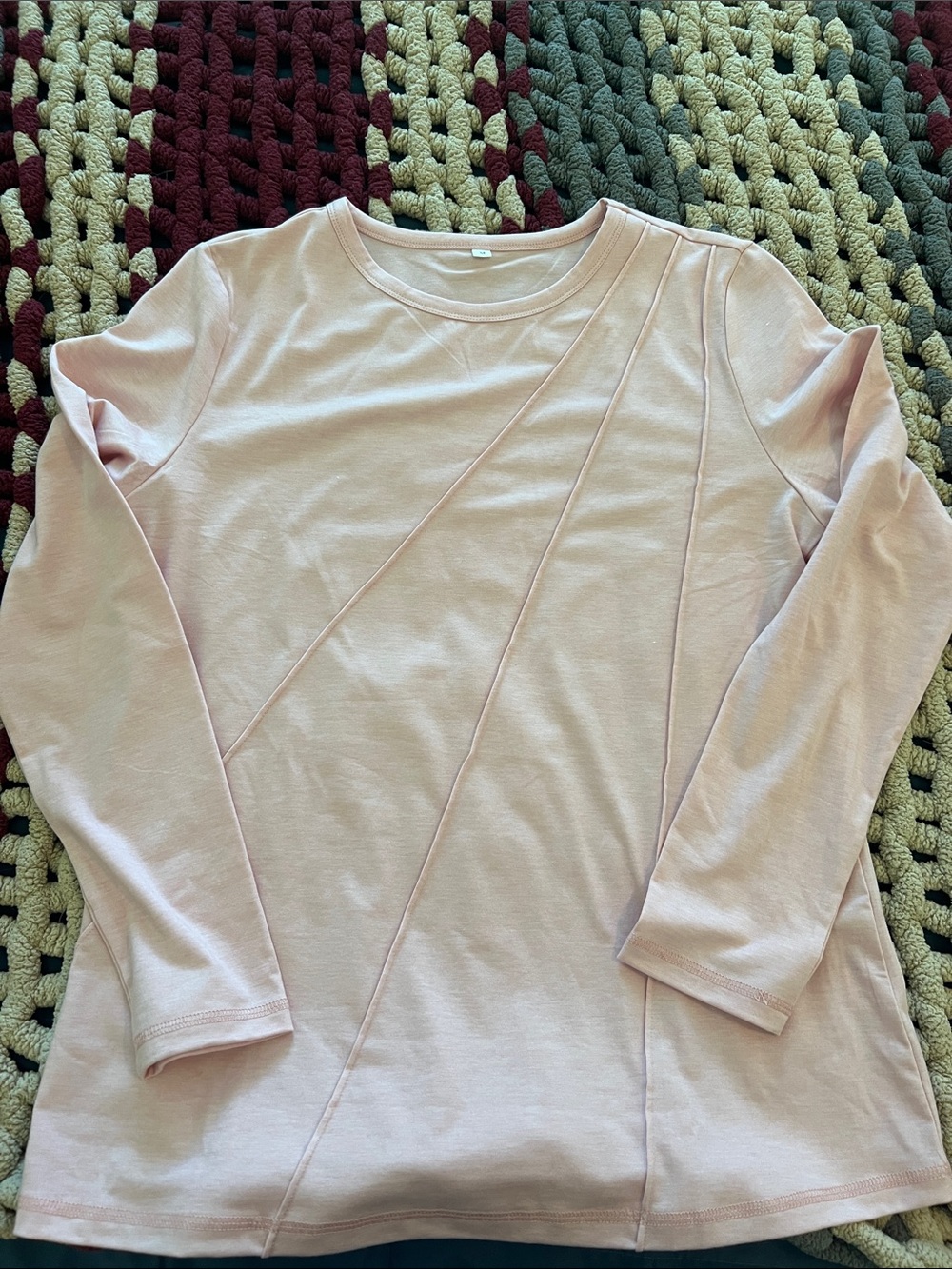 Women's Pale Pink Long-Sleeve Crewneck Top